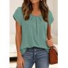 imagePRETTYGARDEN Summer Tops for Women 2026 Short Sleeve Crew Neck Pleated T Shirts Dressy Casual Blouses Spring Fashion ClothesSage Green