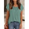imagePRETTYGARDEN Summer Tops for Women 2026 Short Sleeve Crew Neck Pleated T Shirts Dressy Casual Blouses Spring Fashion ClothesSage Green