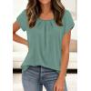 imagePRETTYGARDEN Summer Tops for Women 2026 Short Sleeve Crew Neck Pleated T Shirts Dressy Casual Blouses Spring Fashion ClothesSage Green