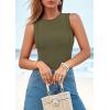 imagePRETTYGARDEN Tank Top for Women 2026 Summer Casual Sleeveless Ribbed Slim Fitted Basic Tee Shirts Spring Fashion Y2k ClothesArmy Green