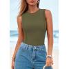 imagePRETTYGARDEN Tank Top for Women 2026 Summer Casual Sleeveless Ribbed Slim Fitted Basic Tee Shirts Spring Fashion Y2k ClothesArmy Green