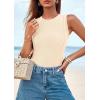 imagePRETTYGARDEN Tank Top for Women 2026 Summer Casual Sleeveless Ribbed Slim Fitted Basic Tee Shirts Spring Fashion Y2k ClothesBeige