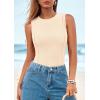 imagePRETTYGARDEN Tank Top for Women 2026 Summer Casual Sleeveless Ribbed Slim Fitted Basic Tee Shirts Spring Fashion Y2k ClothesBeige