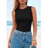 imagePRETTYGARDEN Tank Top for Women 2026 Summer Casual Sleeveless Ribbed Slim Fitted Basic Tee Shirts Spring Fashion Y2k ClothesBlack