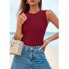 imagePRETTYGARDEN Tank Top for Women 2026 Summer Casual Sleeveless Ribbed Slim Fitted Basic Tee Shirts Spring Fashion Y2k ClothesBurgundy