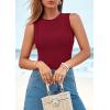 imagePRETTYGARDEN Tank Top for Women 2026 Summer Casual Sleeveless Ribbed Slim Fitted Basic Tee Shirts Spring Fashion Y2k ClothesBurgundy