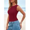 imagePRETTYGARDEN Tank Top for Women 2026 Summer Casual Sleeveless Ribbed Slim Fitted Basic Tee Shirts Spring Fashion Y2k ClothesBurgundy