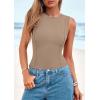 imagePRETTYGARDEN Tank Top for Women 2026 Summer Casual Sleeveless Ribbed Slim Fitted Basic Tee Shirts Spring Fashion Y2k ClothesKhaki