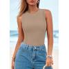 imagePRETTYGARDEN Tank Top for Women 2026 Summer Casual Sleeveless Ribbed Slim Fitted Basic Tee Shirts Spring Fashion Y2k ClothesKhaki