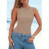 imagePRETTYGARDEN Tank Top for Women 2026 Summer Casual Sleeveless Ribbed Slim Fitted Basic Tee Shirts Spring Fashion Y2k ClothesKhaki