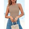 imagePRETTYGARDEN Tank Top for Women 2026 Summer Casual Sleeveless Ribbed Slim Fitted Basic Tee Shirts Spring Fashion Y2k ClothesKhaki