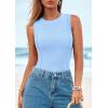 imagePRETTYGARDEN Tank Top for Women 2026 Summer Casual Sleeveless Ribbed Slim Fitted Basic Tee Shirts Spring Fashion Y2k ClothesLight Blue