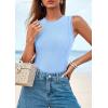 imagePRETTYGARDEN Tank Top for Women 2026 Summer Casual Sleeveless Ribbed Slim Fitted Basic Tee Shirts Spring Fashion Y2k ClothesLight Blue