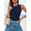 imagePRETTYGARDEN Tank Top for Women 2026 Summer Casual Sleeveless Ribbed Slim Fitted Basic Tee Shirts Spring Fashion Y2k ClothesNavy