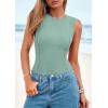 imagePRETTYGARDEN Tank Top for Women 2026 Summer Casual Sleeveless Ribbed Slim Fitted Basic Tee Shirts Spring Fashion Y2k ClothesSage Green