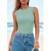 imagePRETTYGARDEN Tank Top for Women 2026 Summer Casual Sleeveless Ribbed Slim Fitted Basic Tee Shirts Spring Fashion Y2k ClothesSage Green