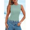 imagePRETTYGARDEN Tank Top for Women 2026 Summer Casual Sleeveless Ribbed Slim Fitted Basic Tee Shirts Spring Fashion Y2k ClothesSage Green