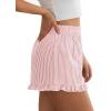 imagePRETTYGARDEN Womens Boxer Shorts Y2K Ruffle Pajama 2026 Summer Spring Lounge Sleep Striped Casual Beach Pj Bottoms PocketsStripe Light Pink