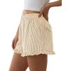 imagePRETTYGARDEN Womens Boxer Shorts Y2K Ruffle Pajama 2026 Summer Spring Lounge Sleep Striped Casual Beach Pj Bottoms PocketsStriped Khaki