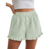 imagePRETTYGARDEN Womens Boxer Shorts Y2K Ruffle Pajama 2026 Summer Spring Lounge Sleep Striped Casual Beach Pj Bottoms PocketsStriped Light Green