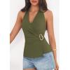 imagePRETTYGARDEN Womens Halter Top 2026 Spring Tie Wrap Sleeveless Ruched V Neck Fitted Summer Tops Backless Fashion Y2k ClothesArmy Green