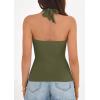 imagePRETTYGARDEN Womens Halter Top 2026 Spring Tie Wrap Sleeveless Ruched V Neck Fitted Summer Tops Backless Fashion Y2k ClothesArmy Green