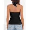imagePRETTYGARDEN Womens Halter Top 2026 Spring Tie Wrap Sleeveless Ruched V Neck Fitted Summer Tops Backless Fashion Y2k ClothesBlack