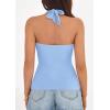 imagePRETTYGARDEN Womens Halter Top 2026 Spring Tie Wrap Sleeveless Ruched V Neck Fitted Summer Tops Backless Fashion Y2k ClothesLight Blue