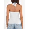 imagePRETTYGARDEN Womens Halter Top 2026 Spring Tie Wrap Sleeveless Ruched V Neck Fitted Summer Tops Backless Fashion Y2k ClothesWhite