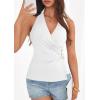 imagePRETTYGARDEN Womens Halter Top 2026 Spring Tie Wrap Sleeveless Ruched V Neck Fitted Summer Tops Backless Fashion Y2k ClothesWhite