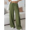 imagePRETTYGARDEN Womens Palazzo Pants Summer Fashion 2026 High Waisted Wide Leg Drawstring Flowy Beach Trousers with PocketsArmy Green
