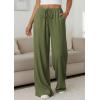 imagePRETTYGARDEN Womens Palazzo Pants Summer Fashion 2026 High Waisted Wide Leg Drawstring Flowy Beach Trousers with PocketsArmy Green