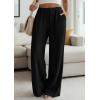 imagePRETTYGARDEN Womens Palazzo Pants Summer Fashion 2026 High Waisted Wide Leg Drawstring Flowy Beach Trousers with PocketsBlack