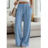 imagePRETTYGARDEN Womens Palazzo Pants Summer Fashion 2026 High Waisted Wide Leg Drawstring Flowy Beach Trousers with PocketsBlue
