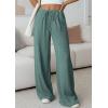 imagePRETTYGARDEN Womens Palazzo Pants Summer Fashion 2026 High Waisted Wide Leg Drawstring Flowy Beach Trousers with PocketsBlue Green