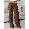 imagePRETTYGARDEN Womens Palazzo Pants Summer Fashion 2026 High Waisted Wide Leg Drawstring Flowy Beach Trousers with PocketsBrown