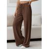 imagePRETTYGARDEN Womens Palazzo Pants Summer Fashion 2026 High Waisted Wide Leg Drawstring Flowy Beach Trousers with PocketsBrown