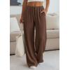 imagePRETTYGARDEN Womens Palazzo Pants Summer Fashion 2026 High Waisted Wide Leg Drawstring Flowy Beach Trousers with PocketsBrown