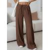 imagePRETTYGARDEN Womens Palazzo Pants Summer Fashion 2026 High Waisted Wide Leg Drawstring Flowy Beach Trousers with PocketsBrown