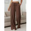imagePRETTYGARDEN Womens Palazzo Pants Summer Fashion 2026 High Waisted Wide Leg Drawstring Flowy Beach Trousers with PocketsBrown