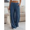 imagePRETTYGARDEN Womens Palazzo Pants Summer Fashion 2026 High Waisted Wide Leg Drawstring Flowy Beach Trousers with PocketsDark Blue