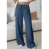 imagePRETTYGARDEN Womens Palazzo Pants Summer Fashion 2026 High Waisted Wide Leg Drawstring Flowy Beach Trousers with PocketsDark Blue
