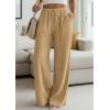 imagePRETTYGARDEN Womens Palazzo Pants Summer Fashion 2026 High Waisted Wide Leg Drawstring Flowy Beach Trousers with PocketsKhaki