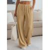 imagePRETTYGARDEN Womens Palazzo Pants Summer Fashion 2026 High Waisted Wide Leg Drawstring Flowy Beach Trousers with PocketsKhaki