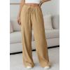 imagePRETTYGARDEN Womens Palazzo Pants Summer Fashion 2026 High Waisted Wide Leg Drawstring Flowy Beach Trousers with PocketsKhaki