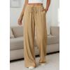 imagePRETTYGARDEN Womens Palazzo Pants Summer Fashion 2026 High Waisted Wide Leg Drawstring Flowy Beach Trousers with PocketsKhaki