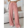 imagePRETTYGARDEN Womens Palazzo Pants Summer Fashion 2026 High Waisted Wide Leg Drawstring Flowy Beach Trousers with PocketsPink
