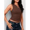 imagePRETTYGARDEN Womens Sleeveless One Shoulder Tank Top Ruched Slim Fit Shirts Basic Crop Y2k Tops 2026 Spring Fashion ClothingBrown