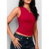 imagePRETTYGARDEN Womens Sleeveless One Shoulder Tank Top Ruched Slim Fit Shirts Basic Crop Y2k Tops 2026 Spring Fashion ClothingRed