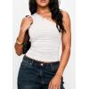 imagePRETTYGARDEN Womens Sleeveless One Shoulder Tank Top Ruched Slim Fit Shirts Basic Crop Y2k Tops 2026 Spring Fashion ClothingWhite